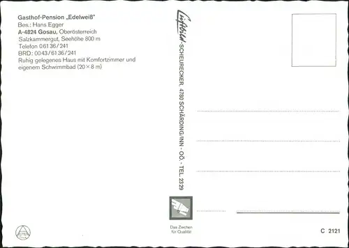 Ansichtskarte Gosau Gasthof-Pension ,,Edelweiß" 1980