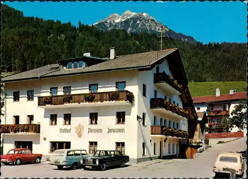 Fulpmes Gasthof Pension ,Jenewein" Schmid, Autos ua. Mercedes Benz 1975