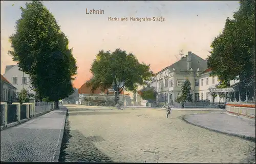 Ansichtskarte Lehnin-Kloster Lehnin Markt und Markgrafenstraße 1917
