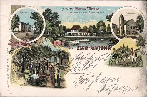 Ansichtskarte Litho AK Kleinmachnow Gartenrestaurant, Alte Mühle, etc 1900