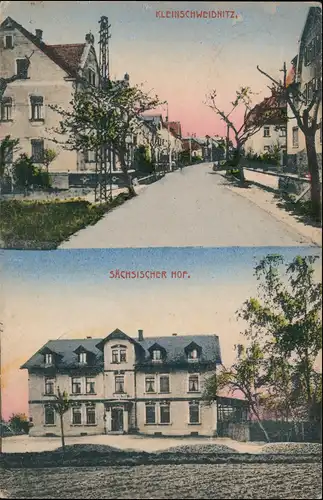 Kleinschweidnitz-Großschweidnitz (OL) Swóńca 2 Bild Straße u. Sächsischer Hof 1918