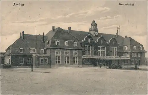 Ansichtskarte Aachen Westbahnhof 1914