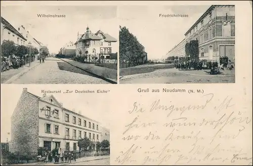 Postcard Neudamm (Neumark) Dębno Wilhelmstraße, Restaurant 1910