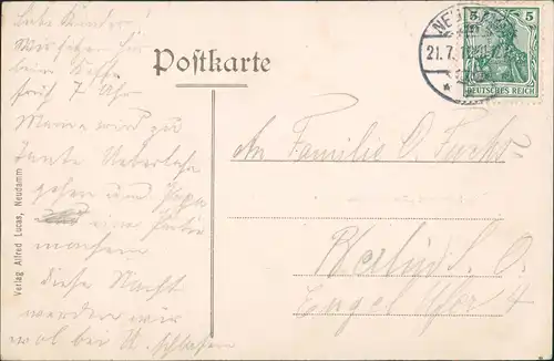 Postcard Neudamm (Neumark) Dębno Wilhelmstraße, Restaurant 1910