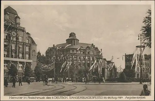 Ansichtskarte Hannover Aegidientorplatz Festschmuck Sängerbundfest 1924