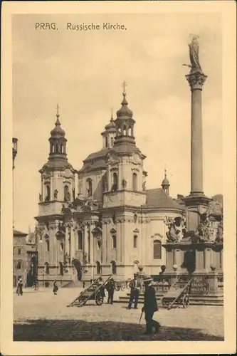 Postcard Prag Praha Russische Kirche, Russian Church 1920