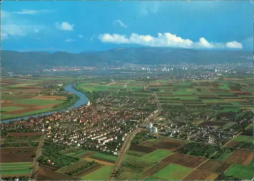 Edingen-Neckarhausen Luftbild Überflug aus großer Höhe, Luftaufnahme 1975