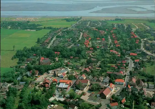 Burhave-Butjadingen Luftbild Überflug Burhave vom Flugzeug aus, Aerial View 1988