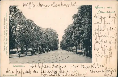 Ansichtskarte Düsseldorf Königsallee - belebt 1903