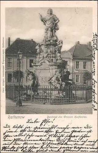 Ansichtskarte Rathenow Denkmal des Großen Kurfürsten 1901