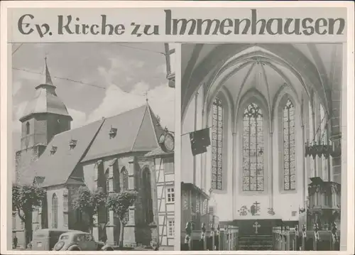 Ansichtskarte Immenhausen Foto-AK Ev. Kirche Innen- und Außenansicht 1950