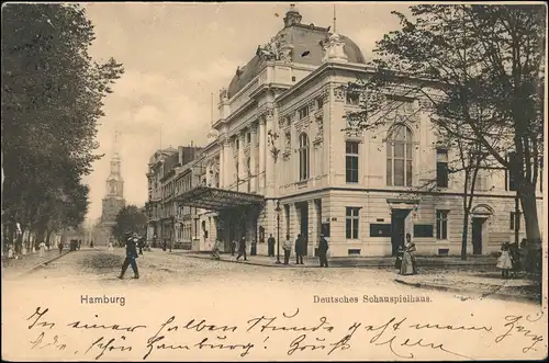Ansichtskarte Hamburg Straßenpartie am Deutschen Schauspielhaus 1901