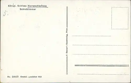 Chiemsee Königl. Schloss Herrenchiemsee Schlafzimmer Einrichtung 1920