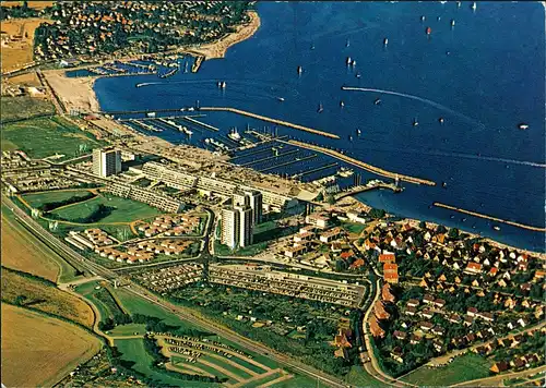 Schilksee-Kiel Luftbild Olympiazentrum Schilksee Blick zum Strand 1972