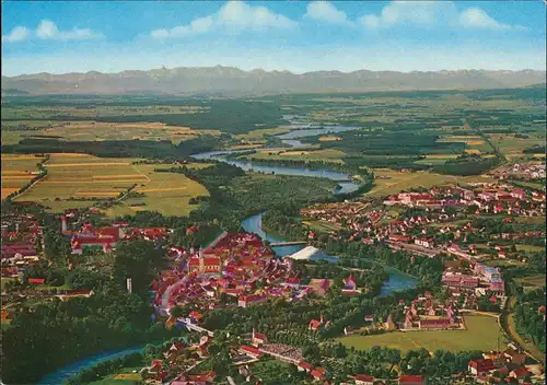 Landsberg am Lech Luftbild Überflug Ort Lech Blick Karwendel Tiroler Alpen 1965