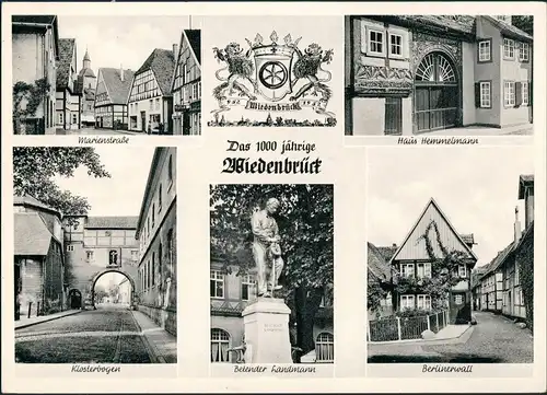 Wiedenbrück 5 Ansichten ua. Marienstraße, Berlinerwall, Haus Hemmelmann 1965