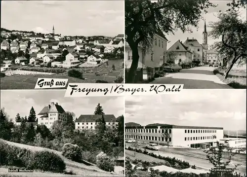 Ansichtskarte Freyung Mehrbild-AK Strassen, Schloss Wolfstein, Gymnasium 1970
