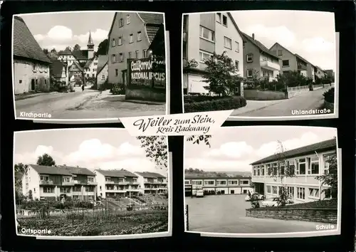 Leutenbach Mehrbild-AK  Uhlandstraße, Schule, Ortspartie Weiler zum Stein 1960