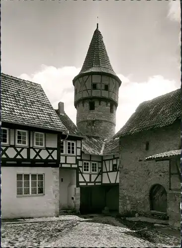 Ostheim v. d. Rhön Partie am Schulglockenturm Turm Turmgebäude 1965