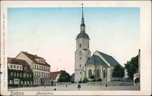 Ansichtskarte Dohna Marktplatz Dresden Heidenau  1904 Goldrand