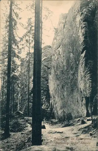 .Sachsen Schiefertafel Höllengrund Basteiweg Wald Gebiet Sachsen 1910