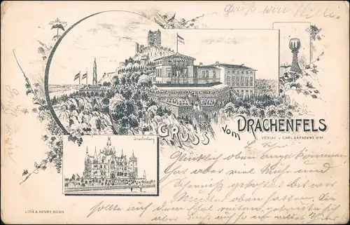 Ansichtskarte Königswinter Restaurant, Drachenburg, Vorläufer 1898