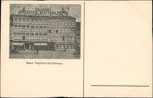 Postcard Teplitz-Schönau Teplice Grand Hotel Rathaus 1912