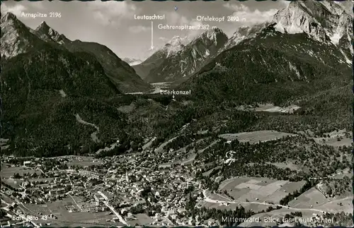 Mittenwald Panorama-Ansicht Blick ins Leutaschtal Alpen Berge 1960