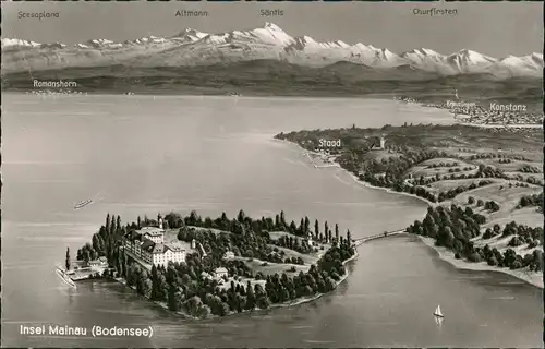 Konstanz Insel Mainau Bodensee Panorama Blick Staad Konstanz 1960