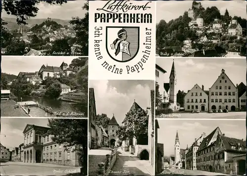 Pappenheim Mehrbild-AK ua. Schloß, Oberes Tor, Marktplatz, Burg uvm. 1960