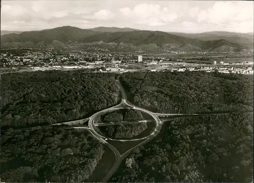 Ansichtskarte Offenburg Autobahn Kreuz vom Flugzeug aus, Luftaufnahme 1966