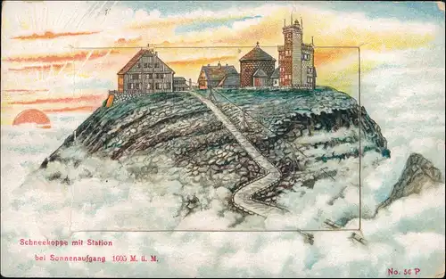 Postcard Krummhübel Karpacz Schneekoppe - Morgendämmerung 1910
