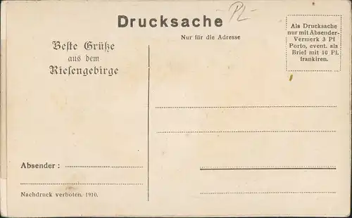 Postcard Krummhübel Karpacz Schneekoppe - Morgendämmerung 1910