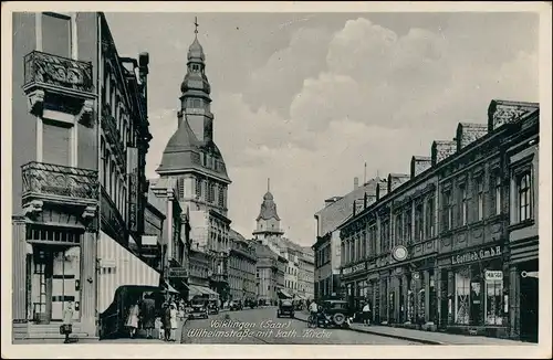 Ansichtskarte Völklingen Wilhelmstrasse, Autos Geschäfte 1932