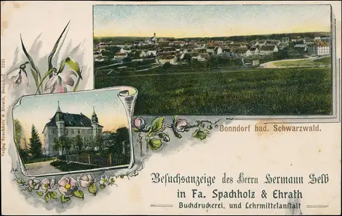 Ansichtskarte Bonndorf (Schwarzwald) 2 Bild: Totale, Gebäude 1913