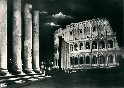 Cartoline Rom Roma Kolosseum Colosseo bei Nacht Stimmungsbild 1962