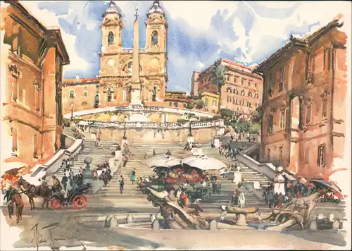 Cartoline Rom Roma Platz der Spanier und Einigkeit der Burge 1962