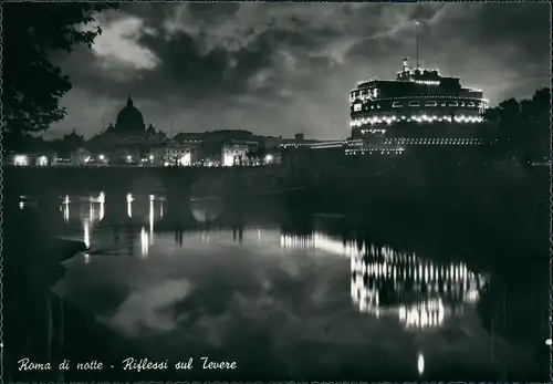 Cartoline Rom Roma bei Nacht - Lichter auf der Tiber 1962