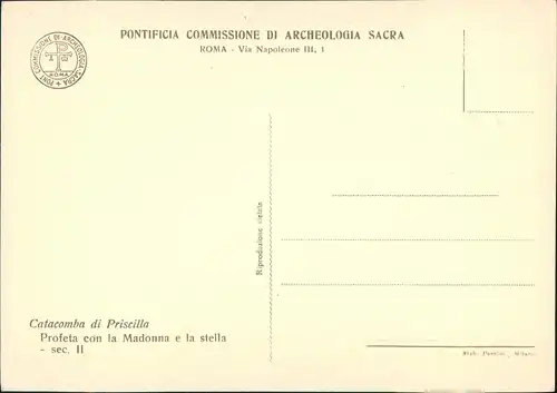 Rom Roma Catacomba di Priscilla Profeta con la Madonna e la stella 1940