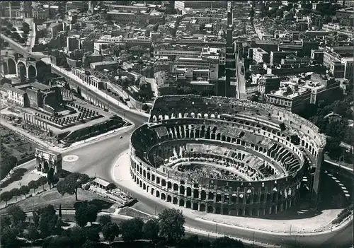Cartoline Rom Roma Luftbils Kolloseum Stadt 1962