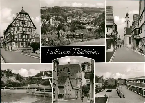 Adelsheim Mehrbild-AK mit Strassen, Freibad, Fachwerkhaus uvm. 1960