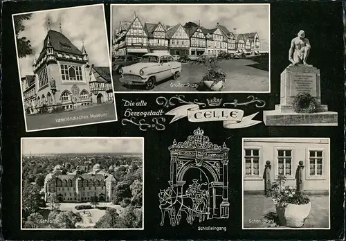 Celle Mehrbild-AK  Großer Plan Häuser, Museum, Schloss 1965