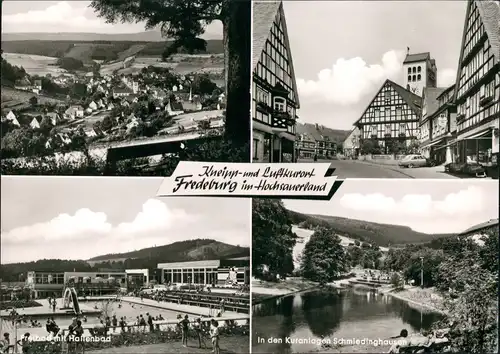Fredeburg (Hochsauerland) Stadtteilansichten ua. Freibad, Hallenbad,  1968
