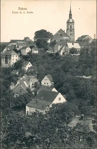 Ansichtskarte Dohna Straßenblick - Kirche b Heidenau Dresden   1913
