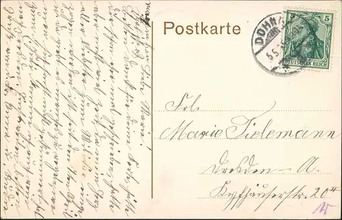 Ansichtskarte Dohna Straßenblick - Kirche b Heidenau Dresden   1913