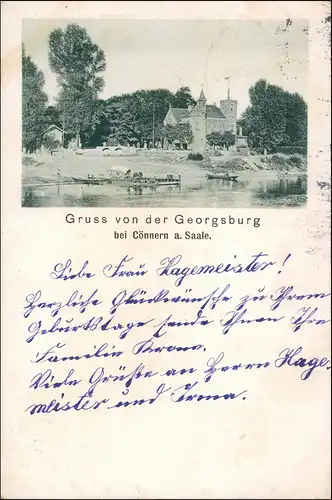 Ansichtskarte Könnern Georgsburg, Anleger - Bahnpost 1906