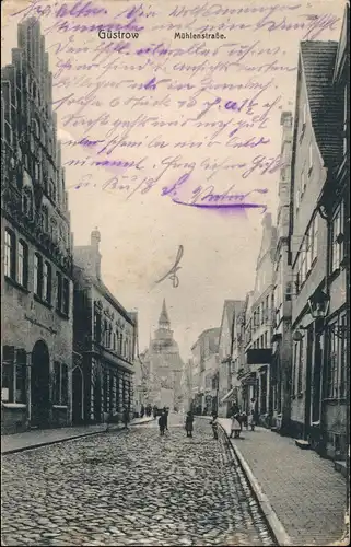Ansichtskarte Güstrow Mühlenstraße 1913