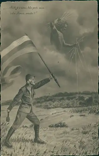 Büh je s námi, kdo proti náin. toho Perun smete !!" Zeus Soldat Patriotika 1914