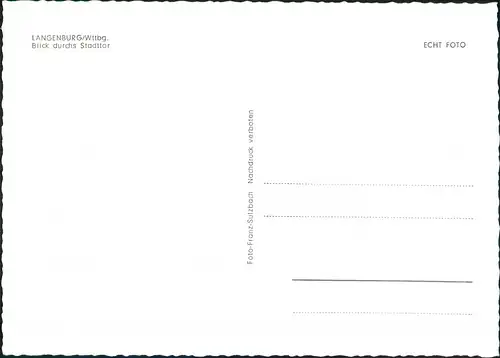 Langenburg Blick durchs Stadttor Strassen Partie, Geschäfte, Autos 1960