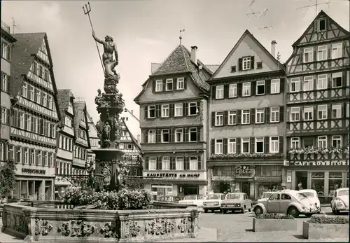 Tübingen Marktbrunnen Mark  VW Käfer, Geschäften, Café Konditorei 1980/1960